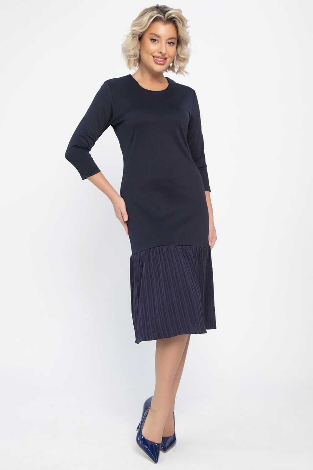 Платье с воланом Ливия (синее) П14810-10М LT Collection