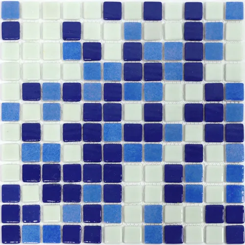 Natural Стеклянная мозаика Steppa STP-BL013 голубая синяя белая глянцевая квадратная