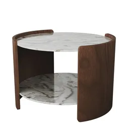 Столик Lagom Stone D 65 см высота 45 см (камень OV2, орех)