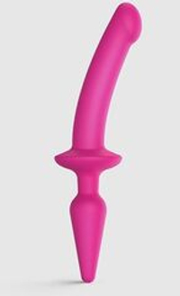Розовый двусторонний фаллоимитатор Strap-On-Me Dildo Plug-In Switch size S