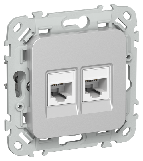 FLITE Розетка 2-местная компьютерная RJ45 категория 5Е UTP РК5е-2-0-ФлА алюминий IEK