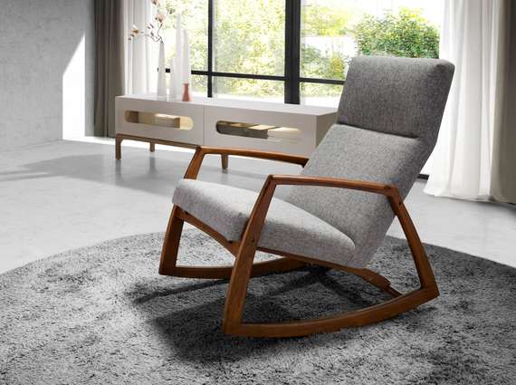 Кресло-качалка 5106/WD972 из серой ткани