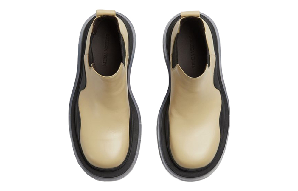 Bottega Veneta Tire Top Grain Cow Leather Ankle Length Chelsea Boots Men"s Yellow