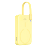 Внешний аккумулятор + Беспроводная зарядка Baseus Magnetic Mini iP Edition C+L+Qi 10000mAh 20W (MagSafe) - Lemon Yellow