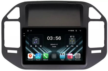 Магнитола для Mitsubishi Pajero 3, Montero 3 1999-2006 (рамка черная) - FarCar DX3237M монитор 9.5" IPS на Android 13, 4+64Гб, CarPlay