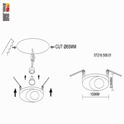 ST216.508.01 Св-к встр. Белый GU10 1*7W IP20 D100xH23 220V Без ламп