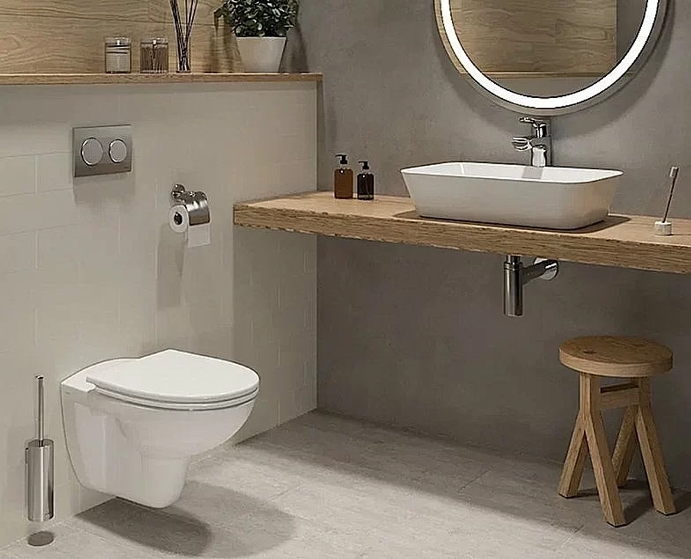 Унитаз подвесной Vitra Normus 9773B003-7202 с инсталляцией, с крышкой, белый, кнопка хром