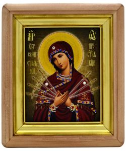 Семистрельная икона Божьей Матери, писанная на холсте.