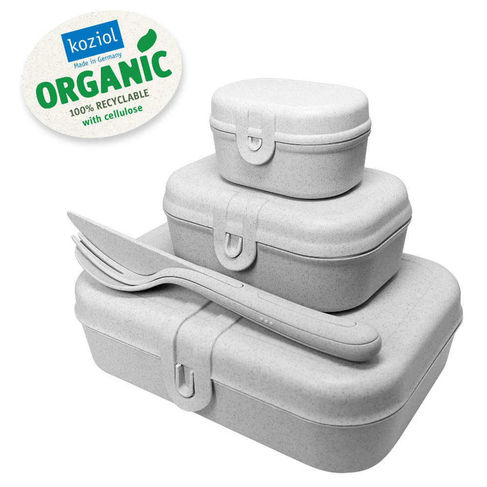 Набор ланч-боксов и столовых приборов pascal, organic, серый, 3 шт.