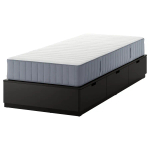 Каркас кровати с местом для хранения и матрасом - IKEA NORDLI, 200х90 см, матрас средне-жесткий, черный, НОРДЛИ ИКЕА