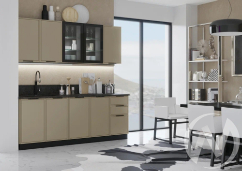 Кухня Николь 2;0м (графит/холст латте/кастилло темный) Компоновка №1