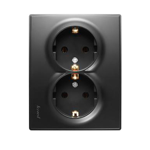 LESYA 705 4242 127 Розетка двойная с/з керам. черн. бархат матовый вставкой (10шт)120шт