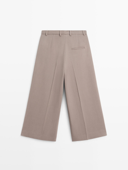 Massimo Dutti Длинные струящиеся бермуды с широкими штанинами, коричневый