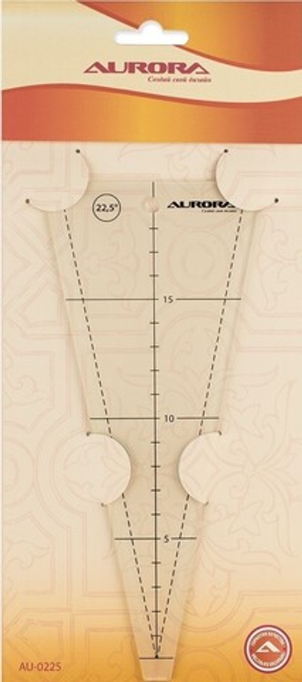 Линейка для пэчворка Aurora клиновидная 20см угол 22,5 градусов