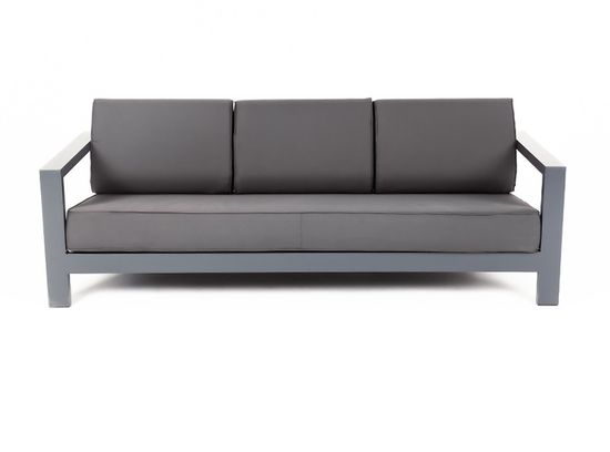"Гранада" диван 3-местный, каркас алюминий темно-серый (RAL7024) шагрень, ткань темно-серая 027