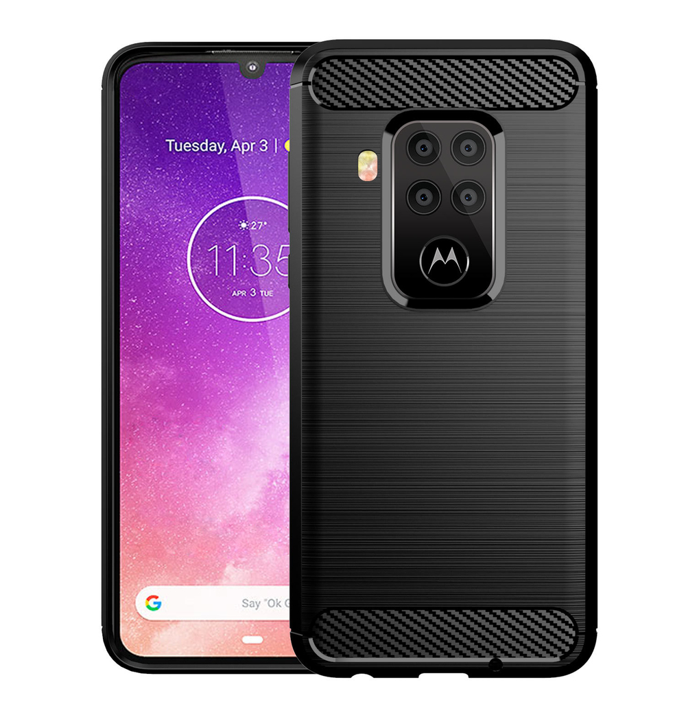 Чехол для Motorola Moto One Pro (One Zoom/P40 Note) цвет Black (черный), серия Carbon от Caseport