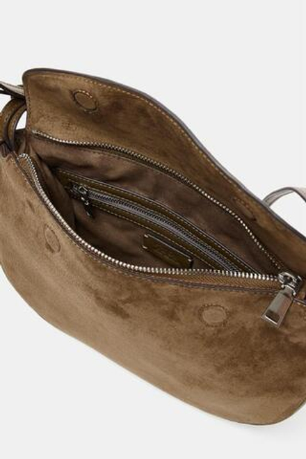 ZARA КОЖАНАЯ СУМКА С КЛАПАНОМ, ЗЕЛЕНЫЙ