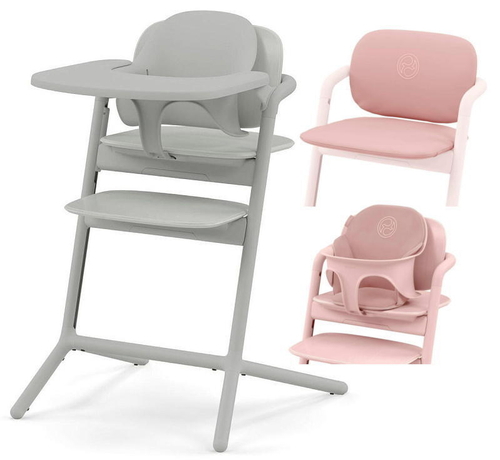 Стульчик для кормления Cybex Lemo 4 в 1 с мягкими чехлами Comfort Inlay Suede Grey/Pearl Pink