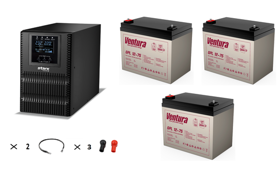 Комплект ИБП Stark Country 1000 Online One + АКБ Ventura GPL 12-75 х 3 шт.
