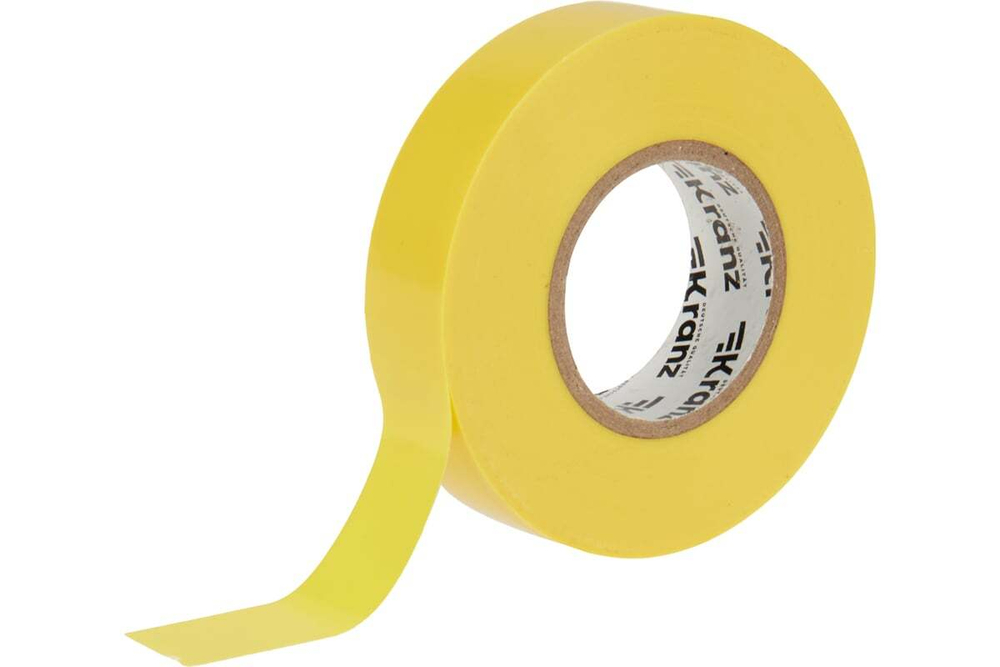 Профессиональная изолента ПВХ KRANZ 0,18х19 мм, 20 м, желтая KR-09-2802