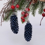 Ёлочные игрушки «Таинственное очарование» Шишки блестящие 9 см (набор 2 шт), сапфир