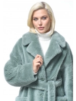 Шуба искусственная на основе шерсти чебурашка экомех, зеленая, SilverFox
