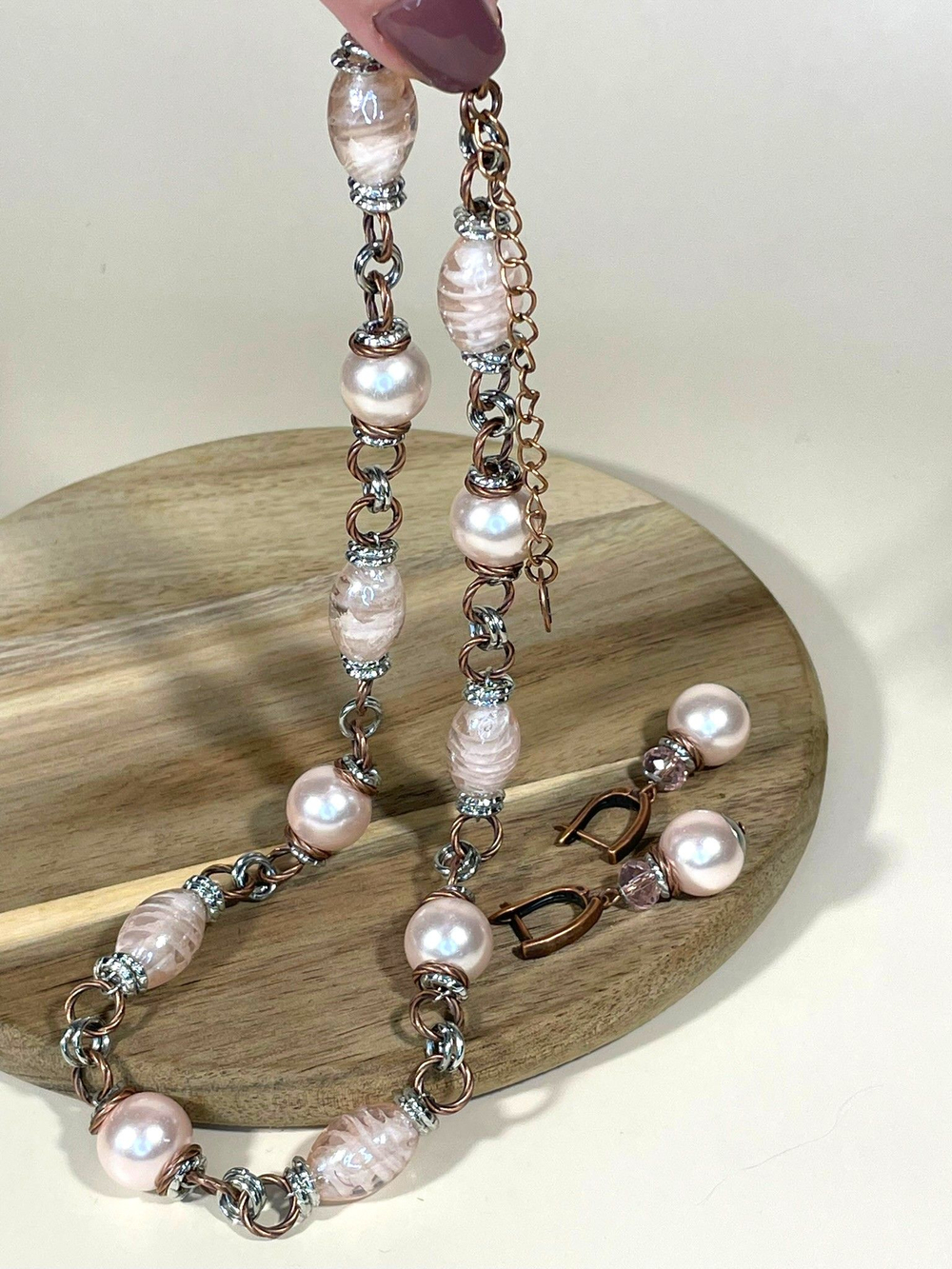 Комплект колье и серьги муранское стекло