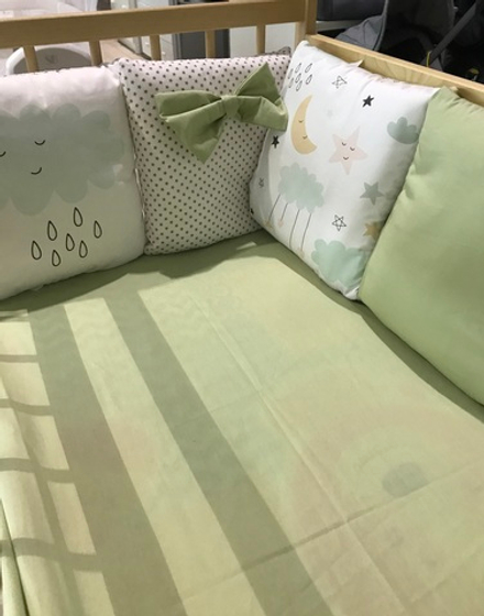 Комплект в кроватку 17 предметов "Мини", оливковый сатин