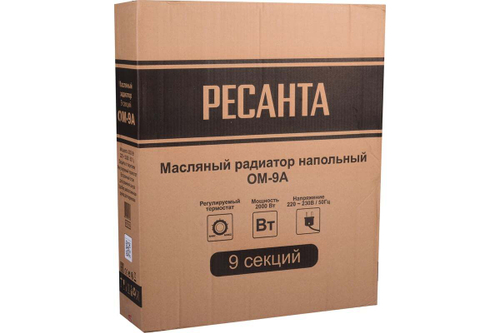 Масляный радиатор Ресанта ОМ-9А 2 , 9 секций