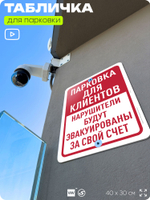 Табличка для парковки "Парковка для клиентов", для дома, офиса, организаций, 40х30 см, Silver Plane x Айдентика Технолоджи