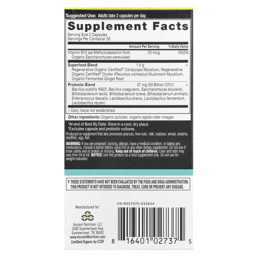 Ancient Nutrition, Пробиотики для поддержки метаболизма, 60 капсул