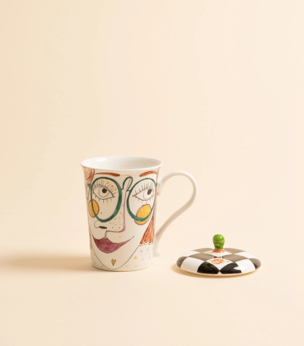 Кружка с зеленой крышкой — Дама в зеленых очках | Айшат Гасанова