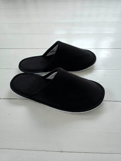 Домашние тапочки из велюра, черные, универсальные