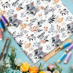 Ткань премиум бифлекс мордочки волчат