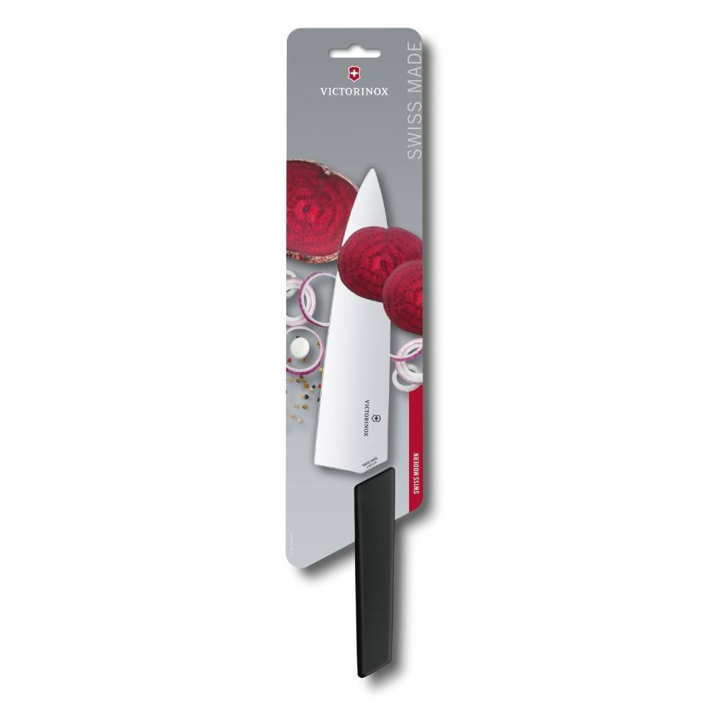 Нож кухонный Victorinox Swiss Modern (6.9013.20B) стальной разделочный лезв.200мм прямая заточка чер