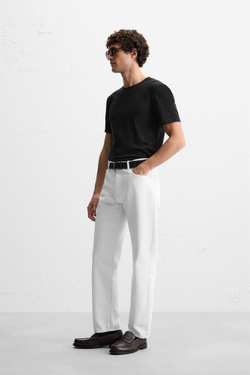 ZARA БАЗОВАЯ ПРИТАЛЕННАЯ ФУТБОЛКА SLIM FIT, ЧЕРНЫЙ