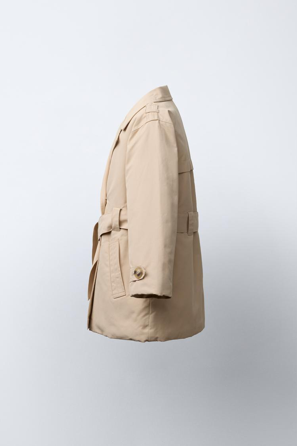 ZARA СТЕГАНЫЙ ТРЕНЧ С ПОЯСОМ, ПЕСОЧНЫЙ