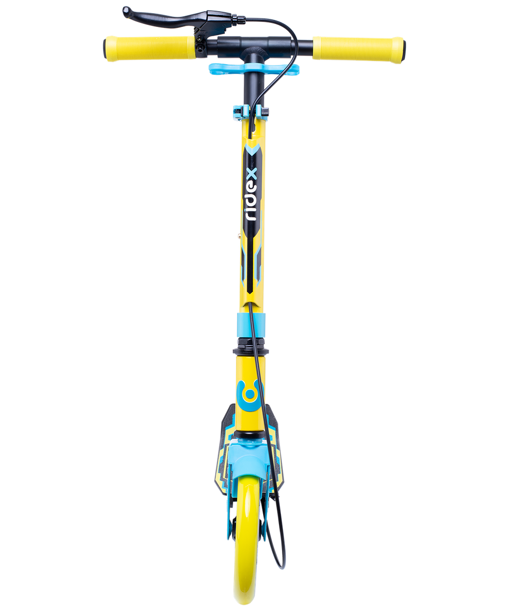 Самокат городской RIDEX Rank 200 мм, ручной тормоз, желтый/голубой