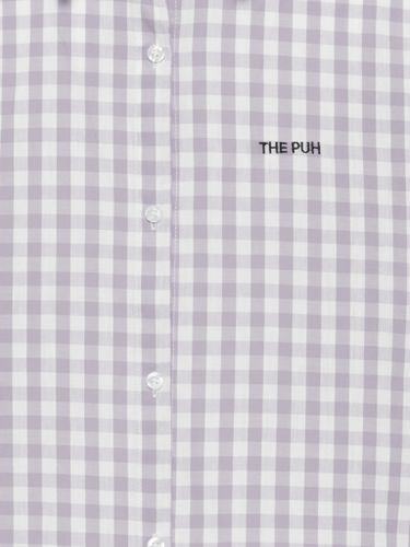 Серая хлопковая оверсайз рубашка в клетку