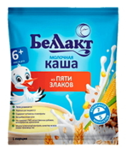 Каша сухая молочная из пяти злаков с 6-ти месяцев 35г. порция Беллакт