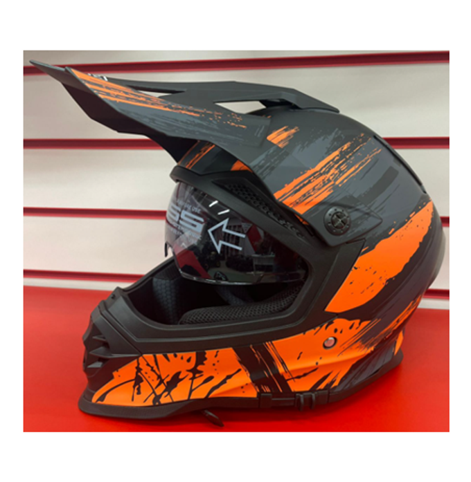 Шлем кроссовый взрослый MOTAX матово-черный-оранжевый (G4)