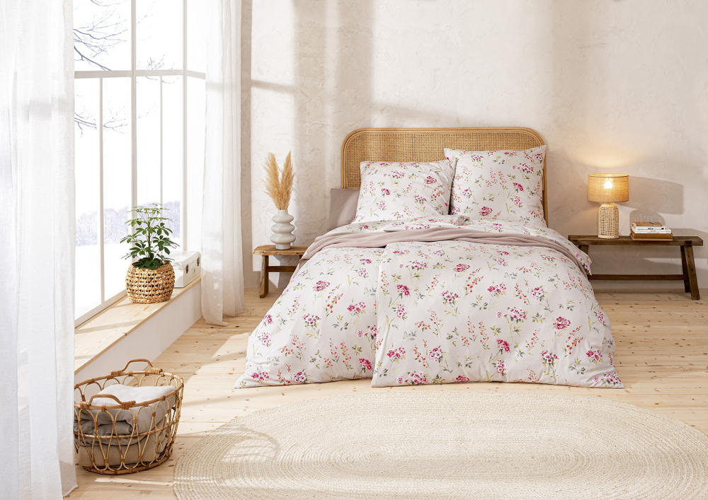 Постельное белье 1.5 спальное Estella Diantha natur кремово-белое