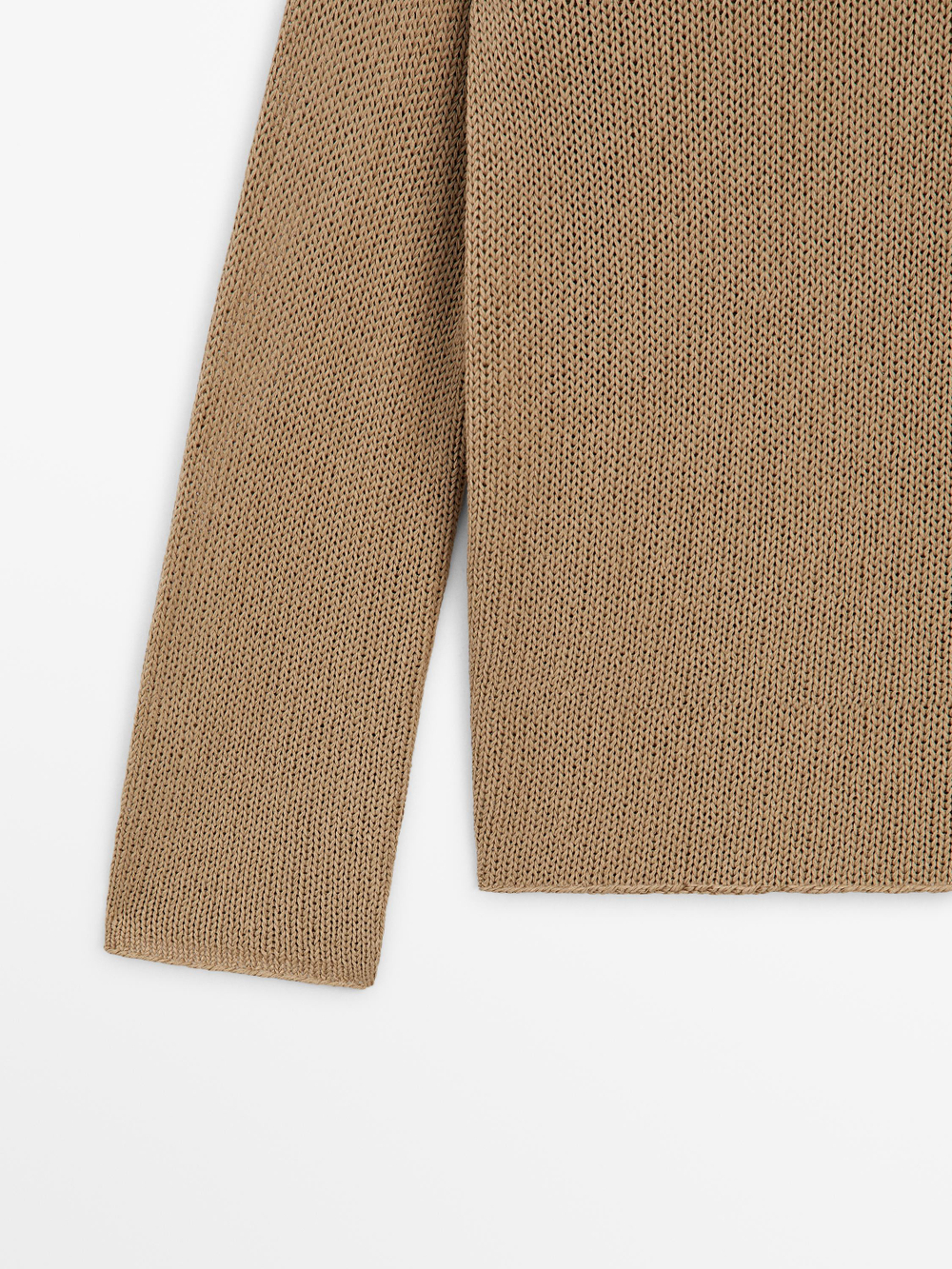 Massimo Dutti Свитер из смесового хлопка с ажурным узором, светло-коричневый