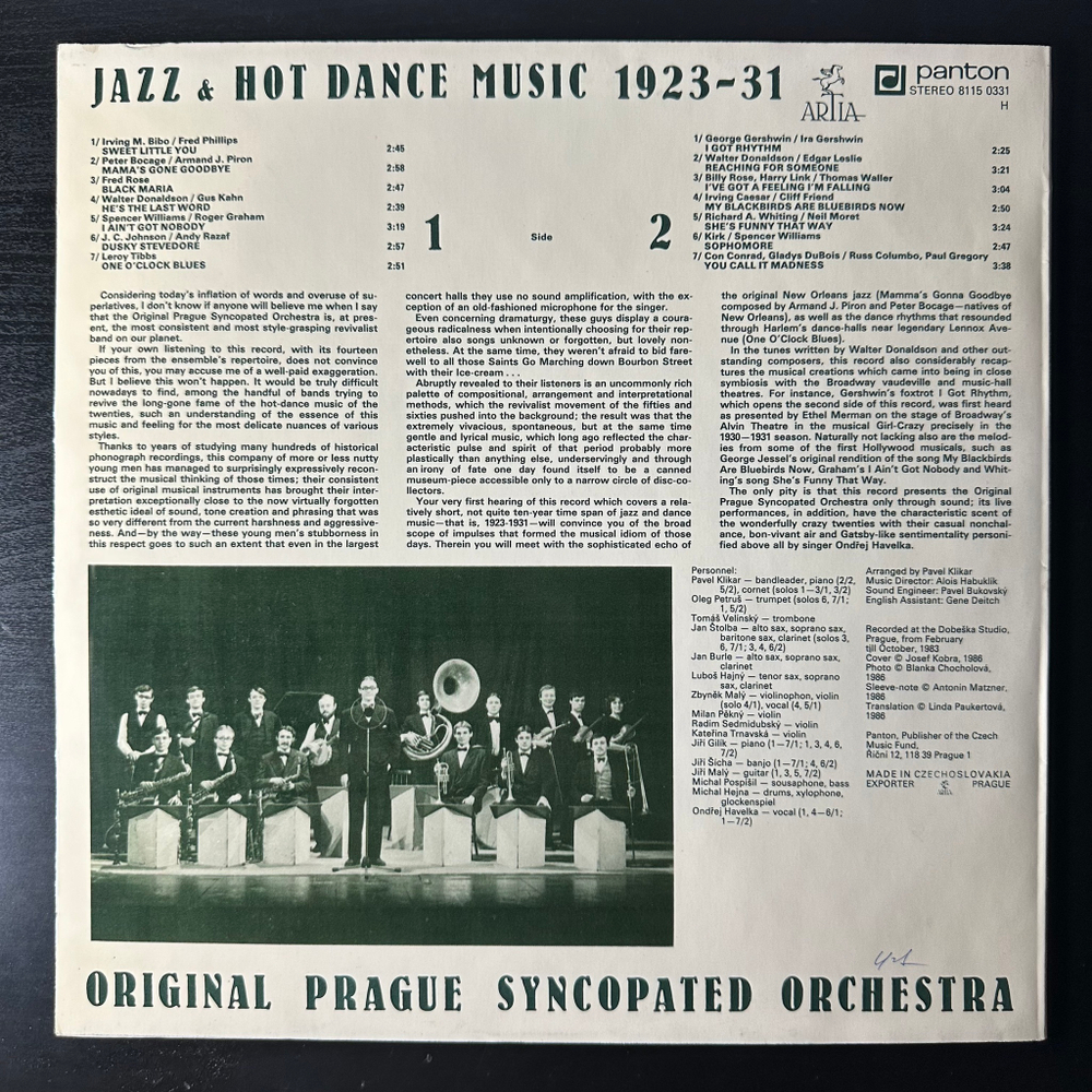 Jazz & Hot Dance Music 1923-31 (Чехословакия 1986г.)