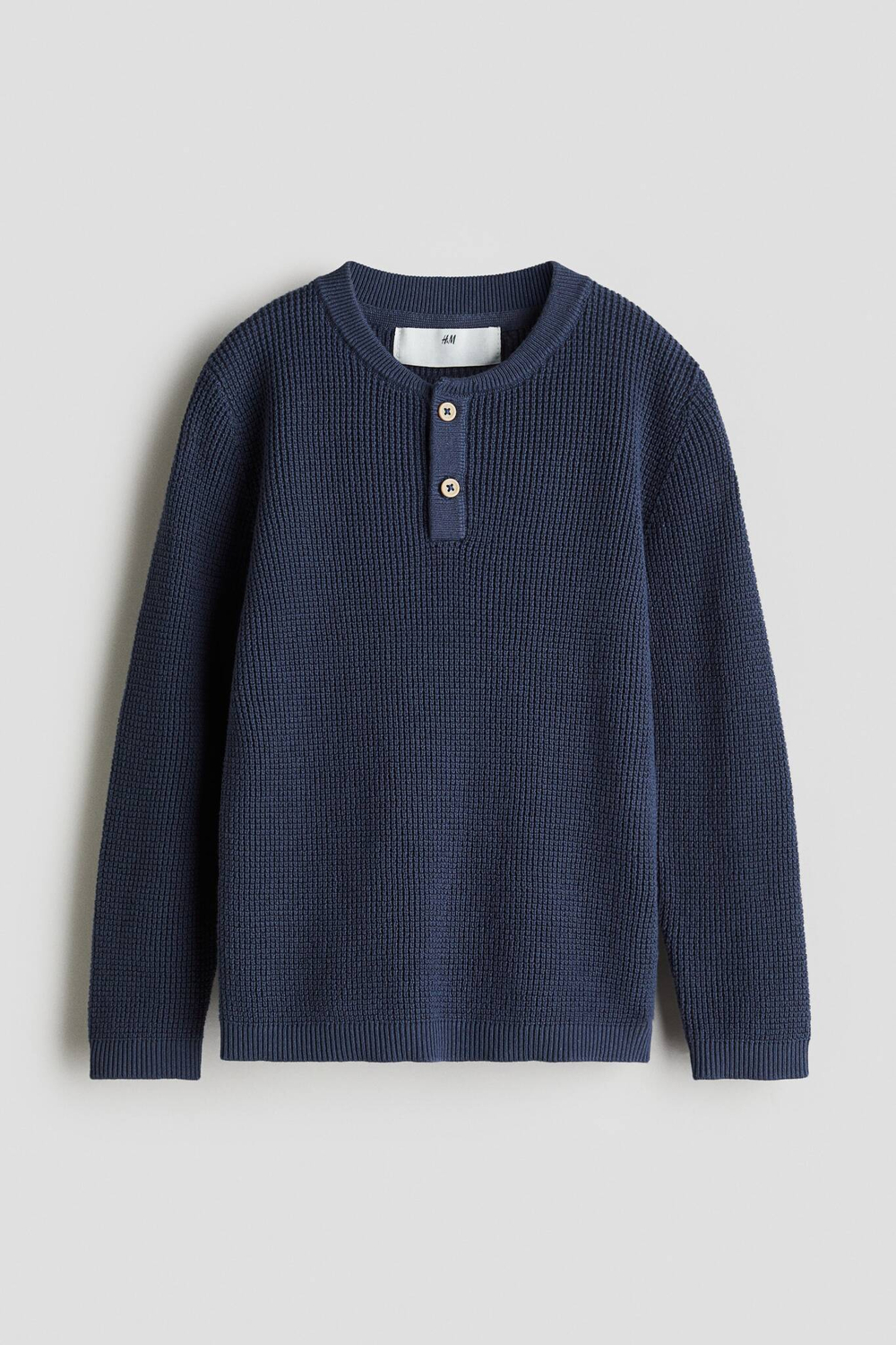 H&M Свитер контрастной вязки, темно-синий