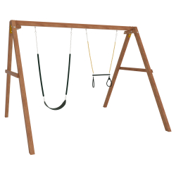 Деревянные качели с трапецией и гибкими качелями