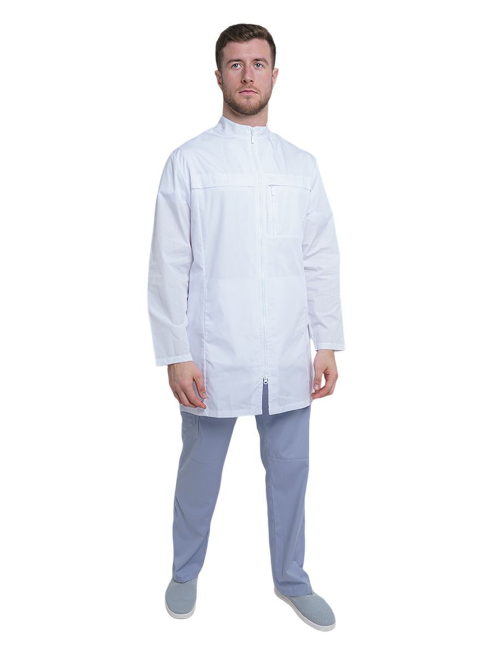 Халат медицинский мужской Doctor Big 508 на молнии, белый, 52