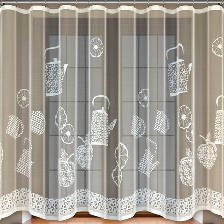 Занавеска "Ф. ВЕСЁЛАЯ КУХНЯ" на шторной ленте, цвет кремовый, Польша.