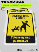 Табличка прикольная для частной территории "Звоните в дверь и бегите", на дом, для участка, организаций и частных территорий, предупреждающая, 40х30 см, Silver Plane x Айдентика Технолоджи