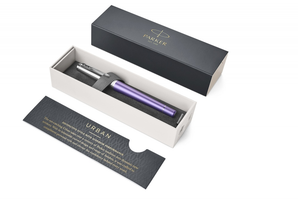 Перьевая ручка Parker Urban Premium Violet CT, перо: F, цвет чернил: blue, в подарочной упаковке